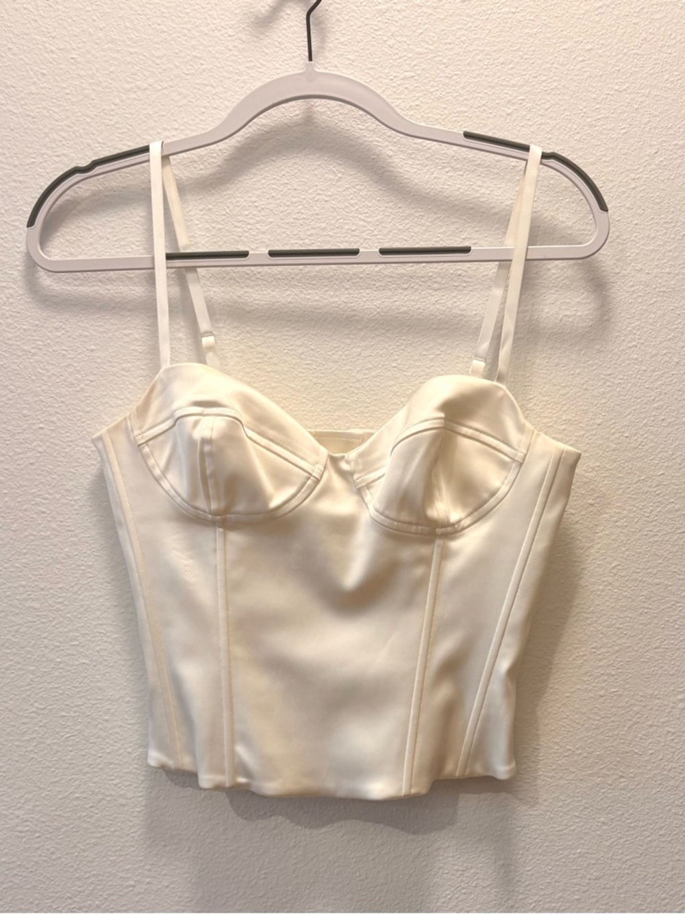 Aritzia Cream Satin Bustier Camisole